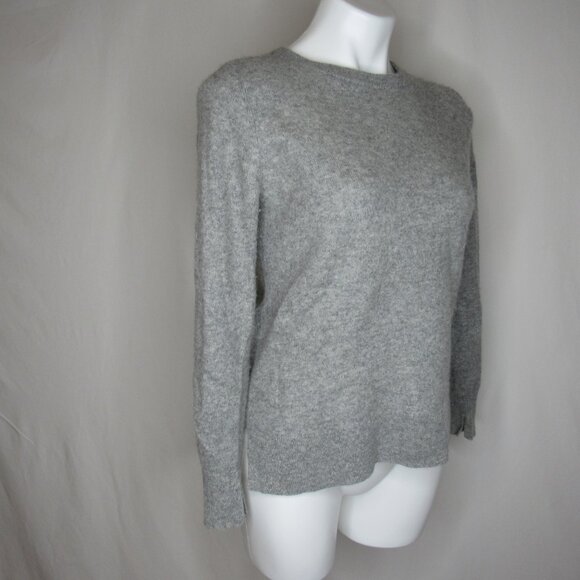 Halogen Gray 100% Cashmere High Low Crew Neck Sweater Women's PM Petite Medium - Picture 4 of 9